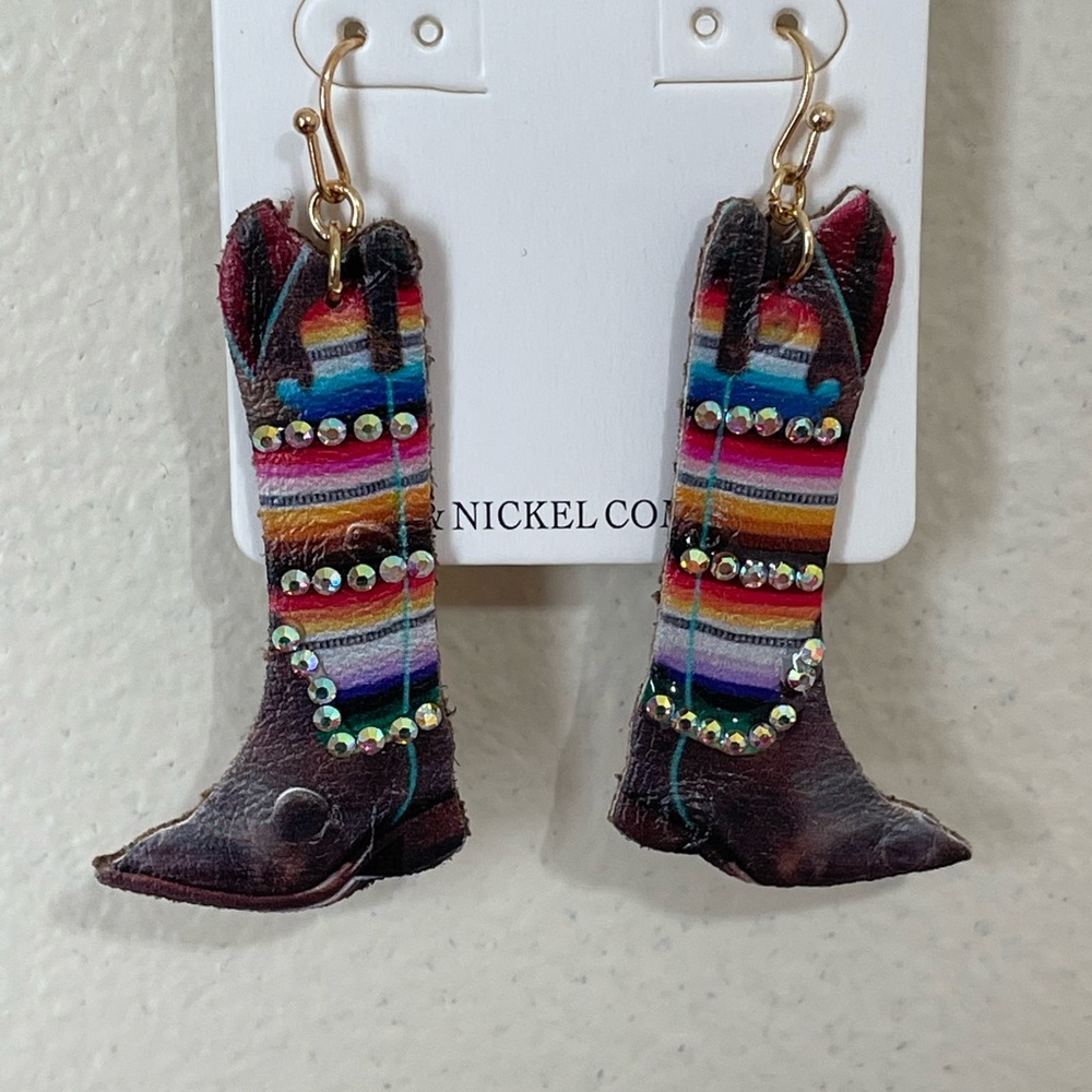 ❤️NEW ARRIVAL! Josephine Multicolor Crystal Cowboy Boots Earrings